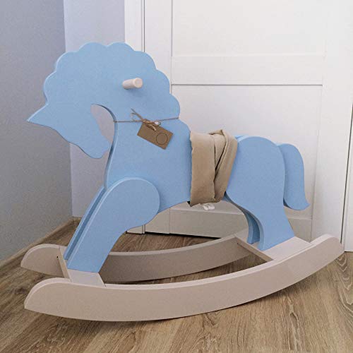 Dani Handmade Wooden Rocking Horse for Toddlers and Kids (Blue/Brown)