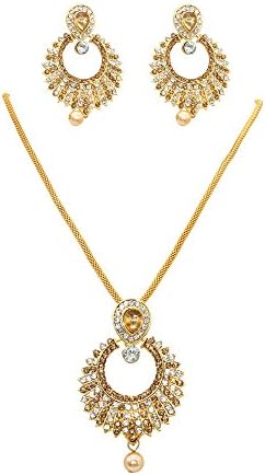 DeAaaStyle Antique Traditional Alloy Gold Necklace Set with Earrings for Women and Girls
