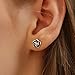 AllenCOCO 18K Gold Plated Black Rose Flower Stud Earrings for Women
