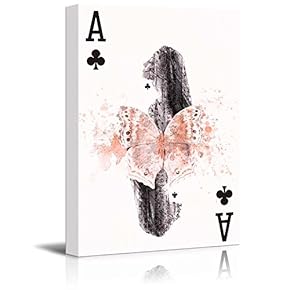 Poker Cards Canvas Wall Art - Clubs Ace - Double Exposure Sexy Woman and Woods with Butterfly - Gallery Wrap Modern Home Art | Ready to Hang - 12x18 inches