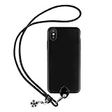 pzoz Case Compatible iPhone X Case, Slim Silicone Lanyard Case Cover Holder Long Hanging Neck Wrist Strap Outdoors Travel Necklace Compatible iPhone X (Black)