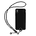 pzoz Case Compatible iPhone X Case, Slim Silicone Lanyard Case Cover Holder Long Hanging Neck Wrist Strap Outdoors Travel Necklace Compatible iPhone X (Black)