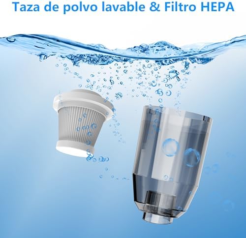 Mini Aspiradora para Coche 15000 Pa – Aspiradora Portátil Inalámbrica de Mano y Soplete de Aire con 2 Filtros, Ideal para Coche, Sofá, Oficina, Mascotas y Hogar