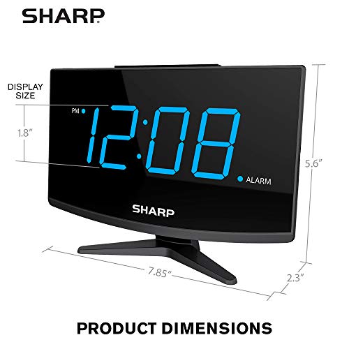 SHARP Digital Alarm Clock Large Display with High/Low Brightness