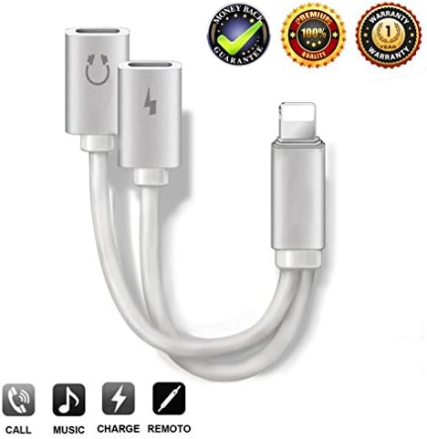 Lightning Audio Headphone Charger Adapter for iPhone X/8/8P/7/7P/10.Earphone Jack Adapter Aux Audio &amp; Charge Adaptor Connection Accessorie Cable Converter[Audio+Charge+Remote+Call] Support iOS10.3/11