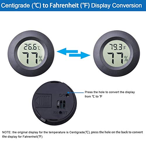 Humidor Hygrometer Digital Round Humidity&Temperature Gauge Mini LCD Display Meter 2 Pack