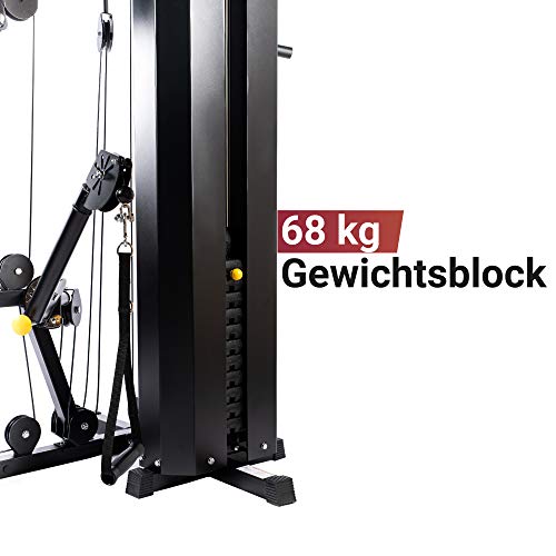 Fuel-Fitness-Kraftstation-KS300-fuer-Zuhause-Multistation-fuer-Ganzkoerper-Krafttraining-Homegym-mit-Seilzug-Latzug-Brustpresse-unzaehlige-Trainingsvariationen-68kg-Gewichtsblock-inkl-Zubehoer
