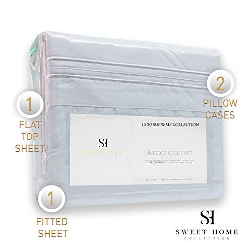 1500 Supreme Collection Queen Sheet Sets Light Blue Luxury Hotel Bed