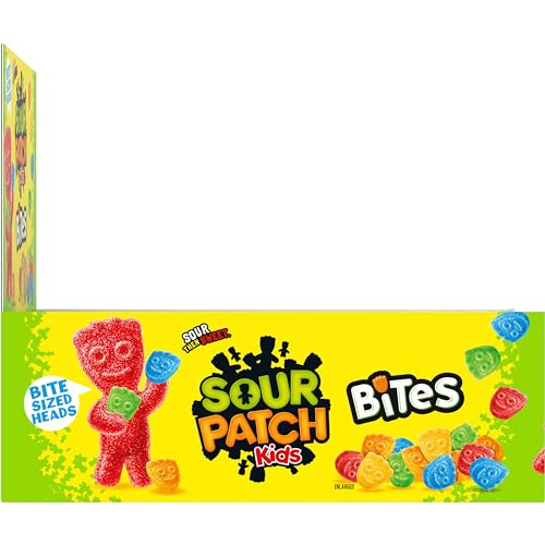 SOUR PATCH KIDS BITES SOFT & CHEWY GUMMY CANDY, BULK CANDY, 12-1.8 OZ TUBES