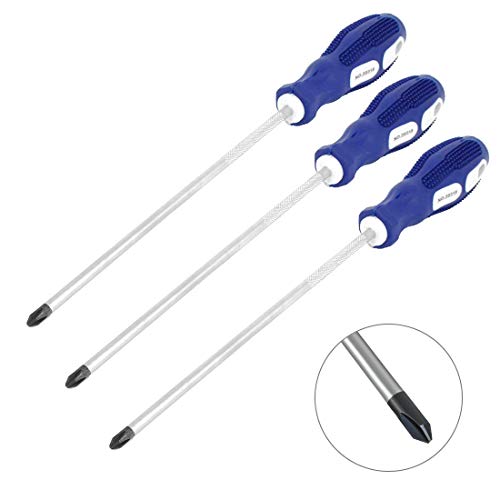Autoly 3 Pcs 8 inch Long Shaft 6mm Magnetic Tip Nonslip Handle Phillips Screwdriver
