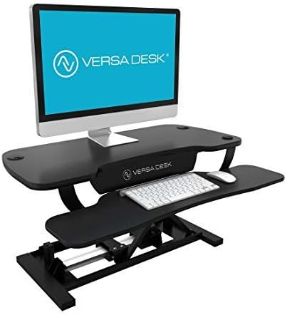 VERSADESK Pro-30 Electric Height Adjustable Desk Riser. Power Sit to Stand Desktop Converter with Keyboard Tray, Black
