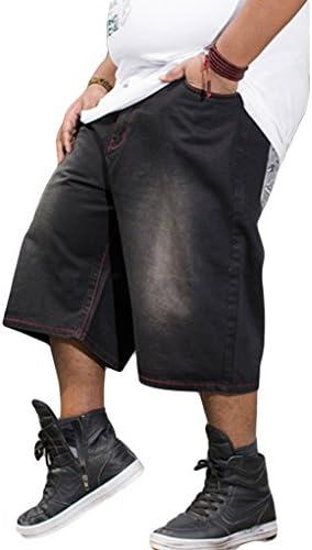 Sexyggs Leisure Demin Jeans Black Loose Shorts for Big Man