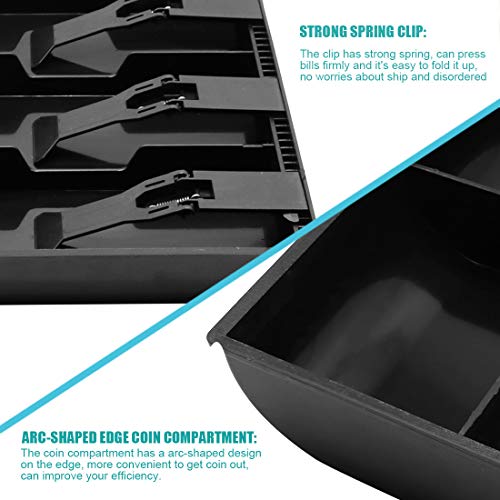 Cash Register Drawer Insert Tray with 4 Bill/3 Coin Compartments for