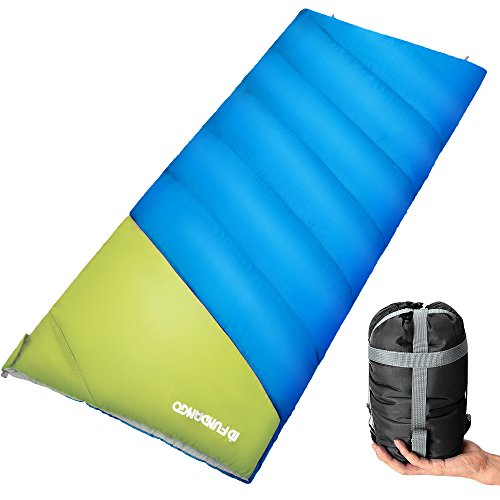 FUNDANGO Lightweight Oversize Sleeping Bag Portable for Cool Weather Camping, Hiking,Backpacking with Compression Bag