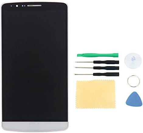 Vamery Replacement Display LCD &amp; Touch Screen Digitizer Assembly with Frame for LG G3 D850 VS985 LS990 White + Repair Tools