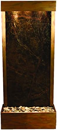Harmony River Water Feature with Rustic Copper Trim, Flush Mounted in Base (Rainforest Green Marble)