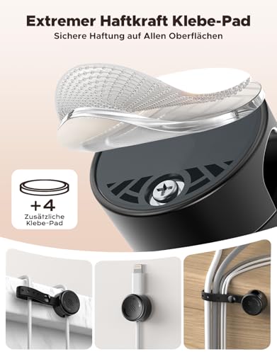 8 Stück Kabelhalter Selbstklebend mit Silikon Kabelbinder [2-in-1], Magnetische Kabel Organizer Clips [Glatt Verstellbar & 1-Sek-Verschluss], Stark Haftender Cable Management für Schreibtisch