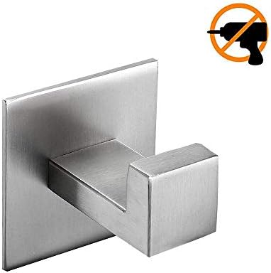 Toiltory Bathroom Towel Hooks Acrylic Self-Adhesive Stickers Wall Hanger 304 Stainless Steel Robe Hook Coat with Acrylic Sticker, Brushed Finish