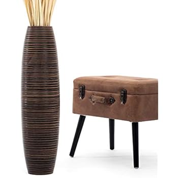 Leewadee Tall Big Floor Standing Vase For Home Decor, 8x30 inches, Wood, brown