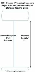 Tach-It 801 1" Long Orange General Purpose Standard