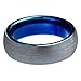 Charming Jewelers Tungsten Wedding Band Ring 6mm for Men Women Comfort Fit Blue Round Domed Brushed