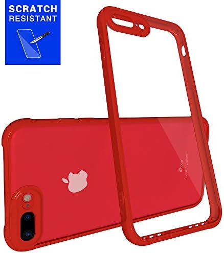 iPhone 7 Plus case, CROSSTREE [Armor Series] Reinforced Transparent Clear Hard Acrylic Back Soft TPU Bumper Shock Absorption Hybrid Protective for Apple iPhone 7 Plus 5.5 inches (Red)