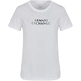 Armani Exchange Womens Ombre Metallic Logo Cotton Jersey T-Shirt