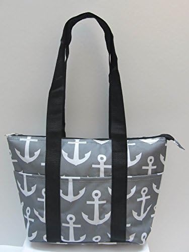 Reusable Insulated Lunch Tote Bag (Anchors Gray &amp; Black)