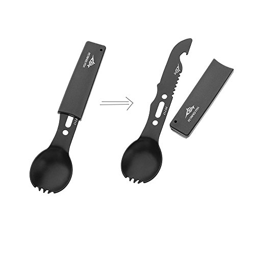 Dsmile 2 Pack Spoon Fork Knife Combo Set Camping Survival Tool - Camping Hiking Hunting Backpacking Outdoor Survival Multitool Utensil Accessory