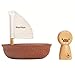 PlanToys Sailing Boat with Walrus Bath Toy (5715) | Sustainably Made from Rubberwood and Non-Toxic Paints and Dyes | Eco-Friendly PlanWood