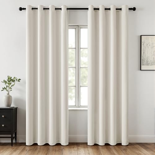 MIULEE Verdunklungsvorhänge Thermo Modern Ösen 2er Set 140x200cm Elfenbein