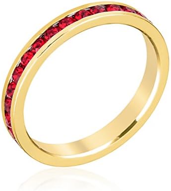 Alexander James "Street" Gold-tone Red Crystal Stackable Eternity Ring Size 10