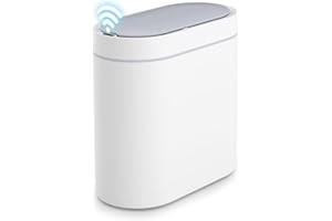 SYNCVIBE Bathroom Trash Can with Lid 2 Gallon Slim Motion Sensor Garbage Can Narrow Automatic Plastic Trash Bin for Bedroom, 