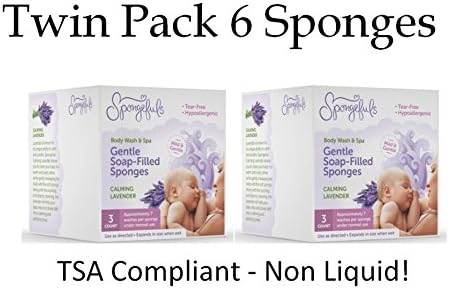 Newborn Baby Soap Infused Bath Sponges Fun Shapes Safe Tear Free Hypoallergenic Lavender Scent Mild Soft 6 Pack Great for Travel Spongefuls