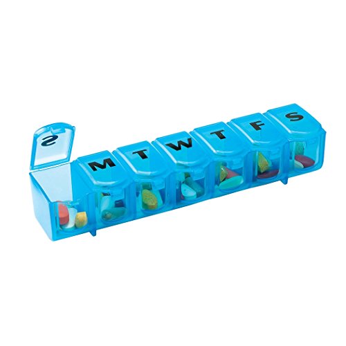 EZY DOSE Weekly (7-Day) Pill Case, Medicine Planner, Vitamin Organizer Box, Large Push N' Pop Open Compartments, Convenient and Easy to Use, Color May Vary, BPA Free