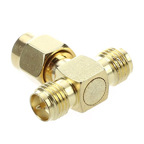 SODIAL(R) 2 Pcs RP SMA Male to Two RP SMA Female Triple T RF Adapter Connector 3 way Splitter