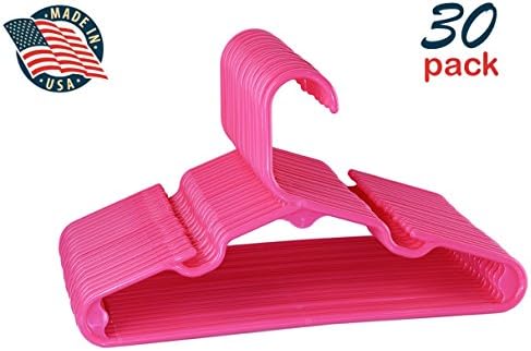Children's Hangers, Very Durable, Made in The USA to Last a Lifetime! Designed to Fit for Children and Babies Value Pack of 30 -Hot Pink