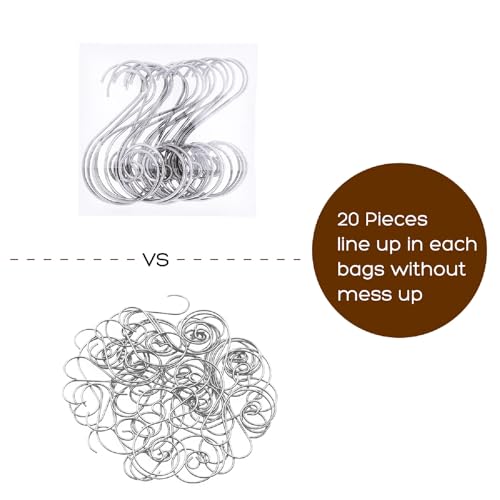 KOHcojim 120 Pack Christmas Ornaments Hooks Ornament Hangers, Stainless Steel S-Shaped Hangers for Christmas Tree Decorations, Holiday Ornament Hangers Christmas Tree Hanger (Silver)