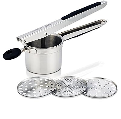 PriorityChef Potato Ricer With 3 Interchangeable Discs, Premium 18/10 Stainless Steel For Maximum Durability, Dishwasher Safe