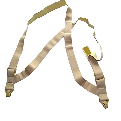 Hold Brand hidden undergarment beige side-clip style Suspenders with airport friendly Beige Gripper Clasps