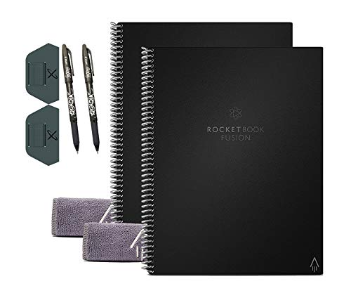 RocketbookFusion EVRF-L-K-A-2PK-2PS 2-Pack Bundle with 2 Pen Stations, Black, Letter