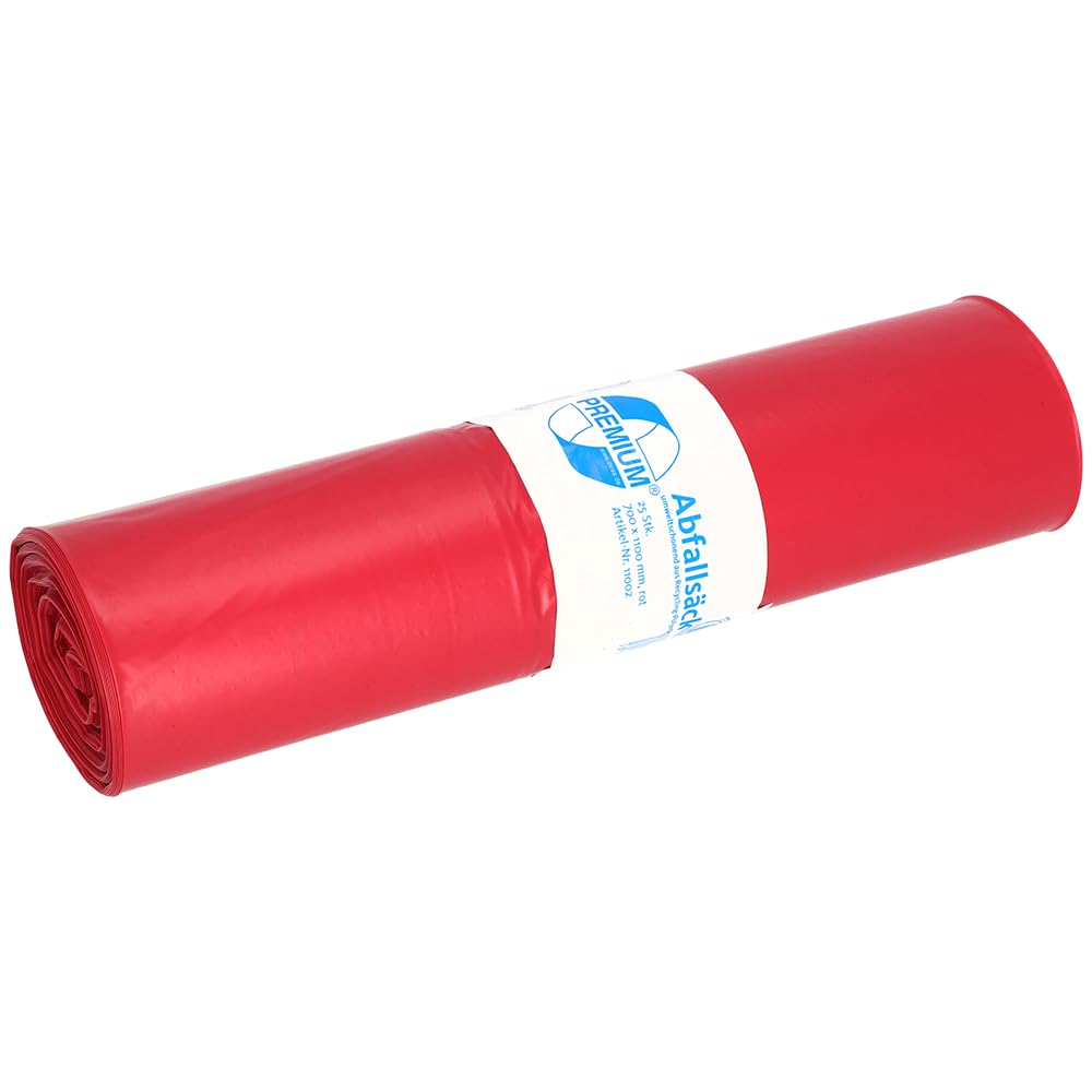 DEISS PREMIUM Rubbish Bags 60 µm 120 Litres Red
