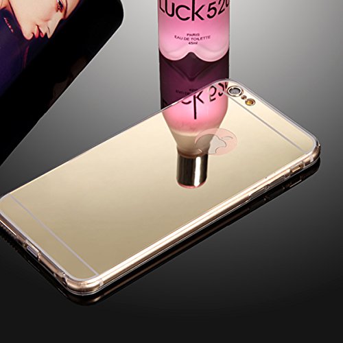 iPhone 6 Mirror Case, iPhone 6S Mirror case,YMCCOOL Luxury Mirror Back Shock-Absorption TPU Bumper Anti-Scratch Bright Reflection Protective Case for iPhone 6S /iPhone 6 4.7inch (Gold) - Thumbnail 2
