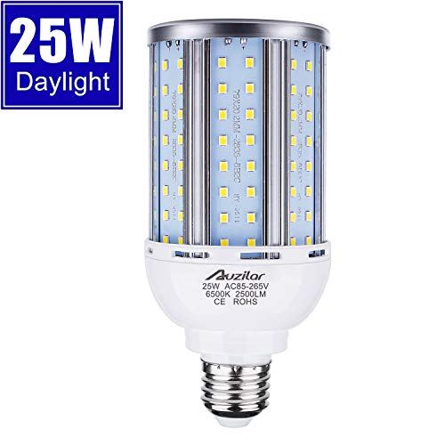25W LED Corn Light Bulb for Indoor Outdoor Large Area, E26 2500Lm 6500K Cool White,Super Bright Daylight LED Corn Bulb for Garage Barn Workshop Warehouse Factory Porch Backyard High Bay, 85V-265V