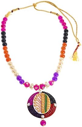 My DT Lifestyle MULTI COLOR TANJORE ART NECKLACE SET WITH EARING FOR GIRLS AND WOMENS AJNS19