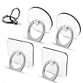 YDY 4 Pack Cell Phone Ring Holder, Transparent Finger Kickstand 360°Rotation Phone Ring Grip for Smartphone, 4 Silver(2 Round+2 Square)