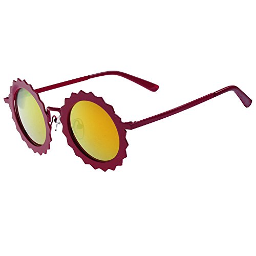 Blue Sunshine Unisex Red Sun Round Metal Personality Sunglasses(K5)