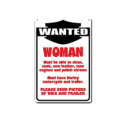 DoubleWood Wanted Woman Motorcycle Funny Metal Sign Novelty Garage Biker Bar Wall Decor (Wanted Woman)