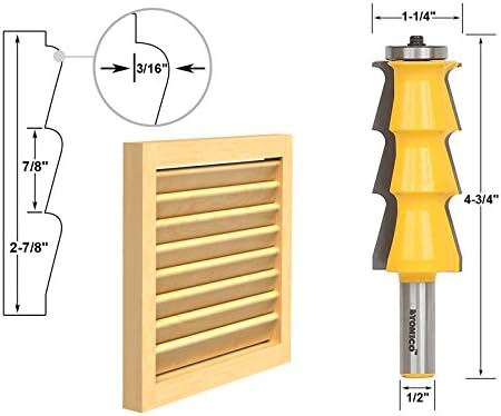 Yonico 18150 - Louvre Shutter Style Router Bit, Faux Louvre Height: 7/8", Total Cutting Height: 2-7/8" - 1/2" Shank - Image 3