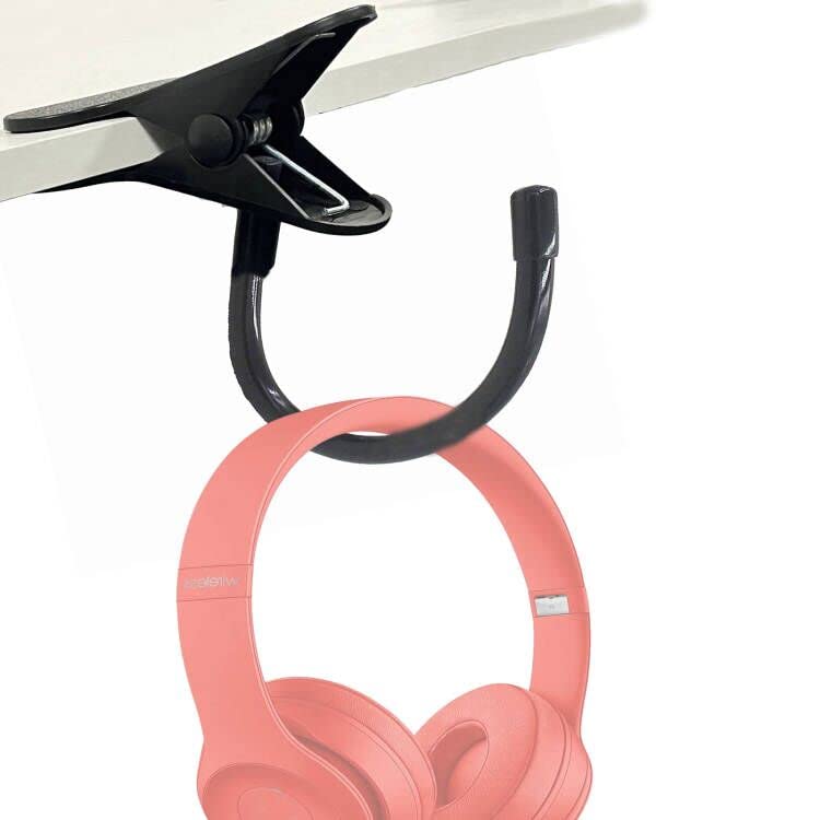 AUXPhome Headset Headphone Hook Holder Hanger Mount Headphone Hook Desk, Headphones Stand with Adjustable Hook, Clamp-On Style - Fit Thick Desk (50MM) - Verticle and Horizontal Mount